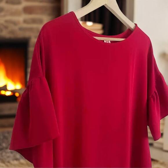 NWT - Amanda Uprichard Red Ruffle Shift Dress Size: L - Picture 4 of 8